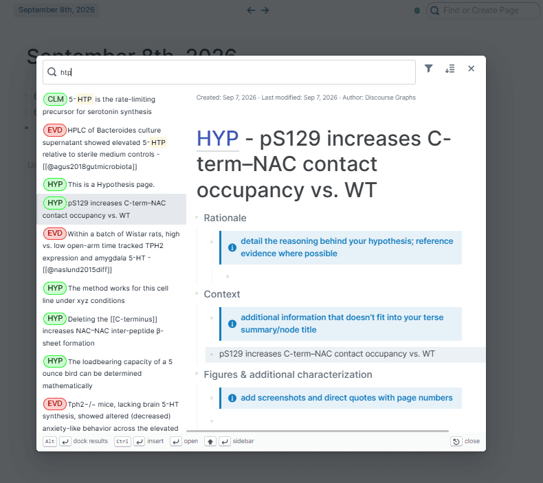 an advanced node search result